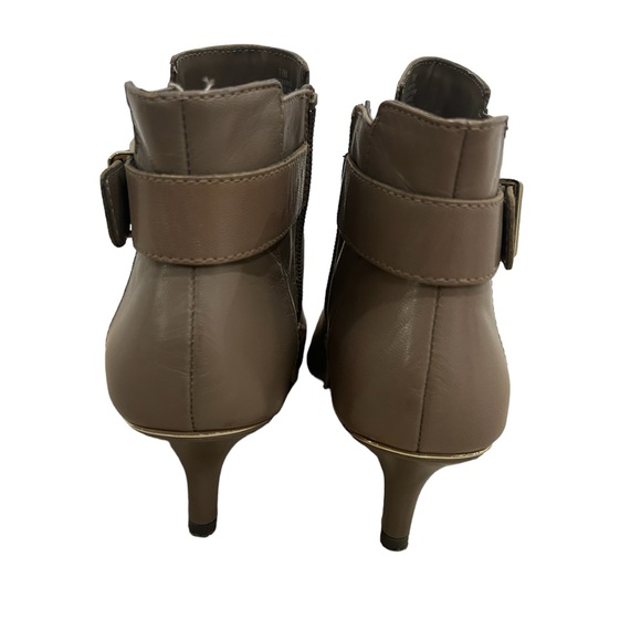 Anne Klein Faeryn Ankle Booties Taupe Leather Heels - Picture 7 of 9